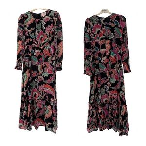 Banjanan Black Floral Pattern Maxi Dress Medium